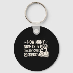 Vintage How Many Nights Reading 67 Meme Book Lover Keychain