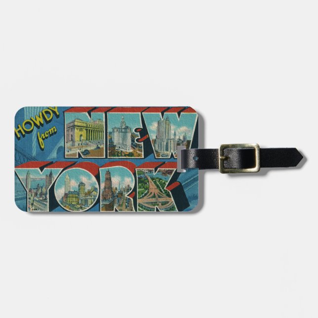 Vintage Howdy from New York Luggage Tag (Front Horizontal)
