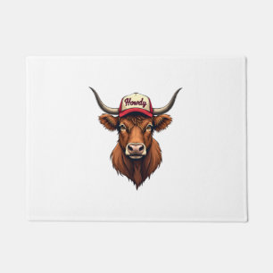 Vintage Howdy Highland Cow Western Trucker Hat Sty Doormat
