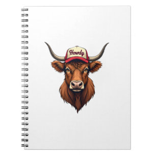 Vintage Howdy Highland Cow Western Trucker Hat Sty Notebook