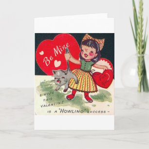 Vintage Howling Kitty Valentine's Day Card