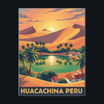 Vintage Huacachina Peru Travel Postcard<br><div class="desc">Huacachina, Peru, is a small, enchanting desert oasis nestled among towering sand dunes in the Ica region, about five hours south of Lima. Built around a natural palm-lined lagoon, the village has become a magnet for thrill-seekers and travelers looking for a unique desert adventure. Legend has it that the lagoon...</div>