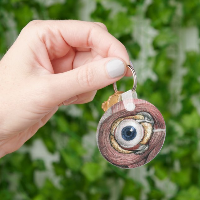 Vintage Human Anatomy, Eyeball Eye with Muscles Keychain (Hand)