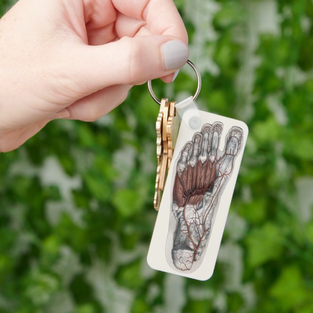 Vintage Human Anatomy Footprint Podiatry Foot Keychain (Hand)