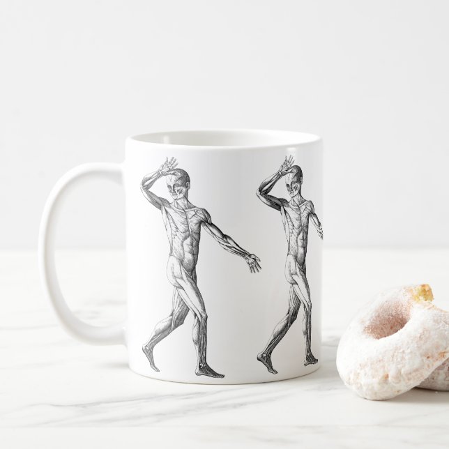 Vintage Human Anatomy, Male Body Muscles Coffee Mug (With Donut)