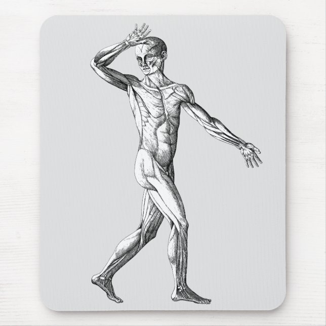 Vintage Human Anatomy, Male Body Muscles Mouse Pad (Front)