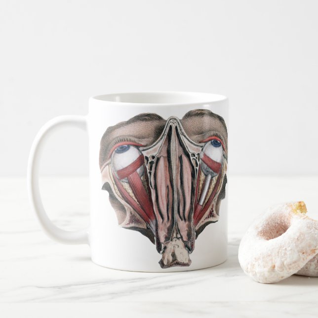 Vintage Human Anatomy Science, Eyeballs Eyes Coffee Mug (With Donut)