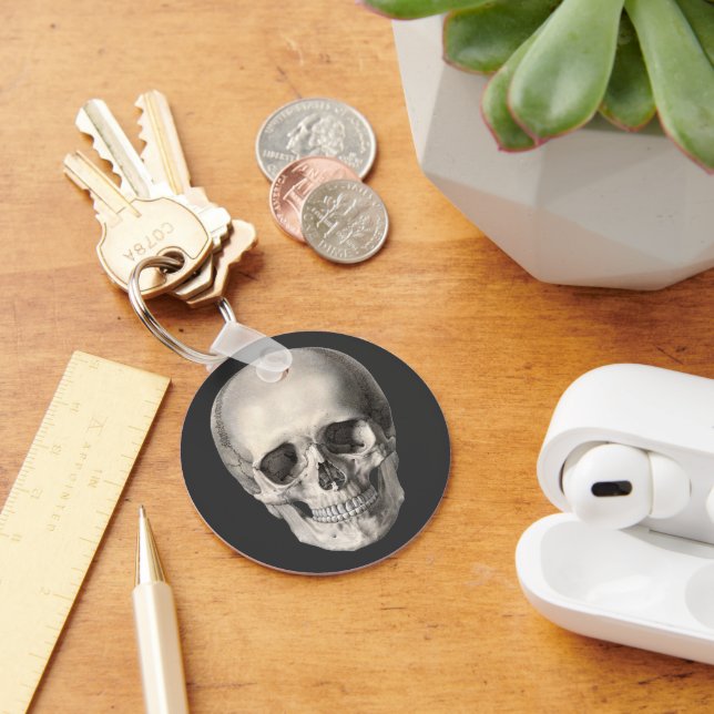 Vintage Human Anatomy Skull, Halloween Skeleton Keychain (Desk)