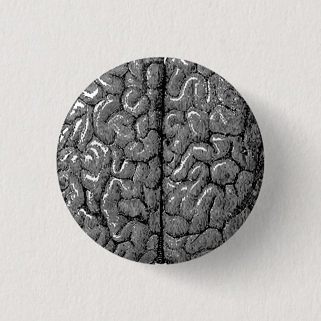 Vintage Human Brain Illustration 1 Inch Round Button (Front)