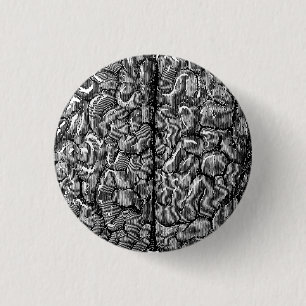 Vintage Human Brain Illustration 1 Inch Round Button