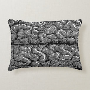 Vintage Human Brain Illustration Accent Pillow
