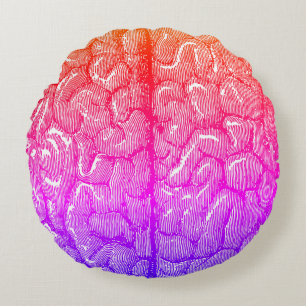Vintage Human Brain Illustration Ipanema Round Pillow