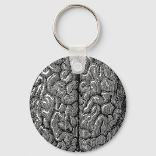 Vintage Human Brain Illustration Keychain