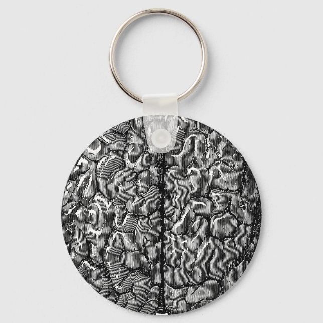 Vintage Human Brain Illustration Keychain (Front)