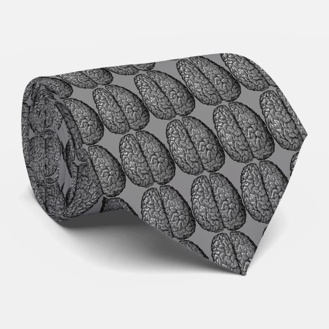 Vintage Human Brain Illustration Tie (Rolled)