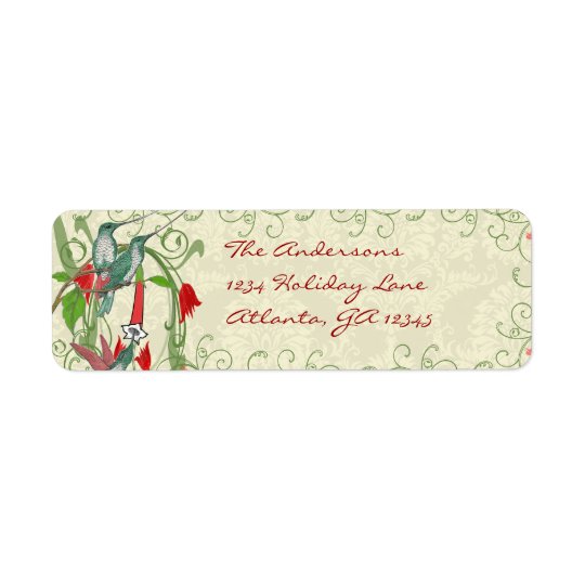 Vintage Humingbird Swirl Christmas Return Address Return Address Label