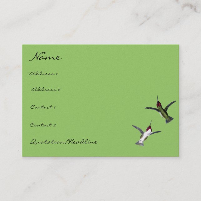 Vintage Humming Birds choose Background colours Business Card (Front)