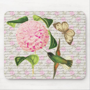 Vintage Hummingbird Butterfly and Caryophyllus Mouse Pad