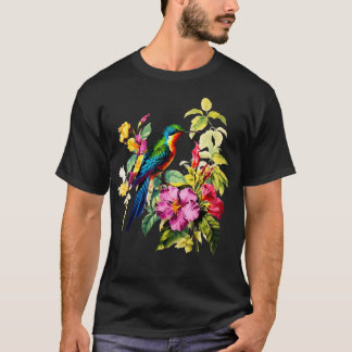 Vintage Hummingbird Illustration Backyard Bird Wat T-Shirt