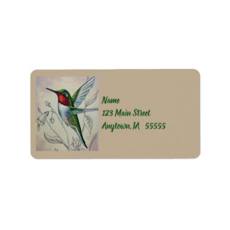 Vintage Hummingbird No. 1 Watercolor Art Label