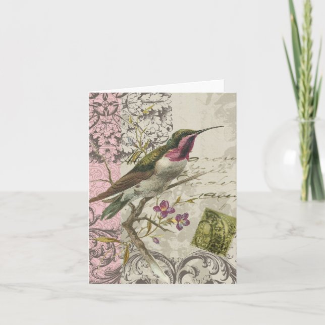 Vintage Hummingbird...notecard Card (Front)