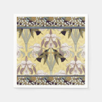 Vintage Hummingbird Orchid Art Nouveau Pattern
