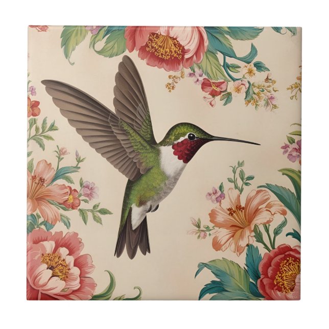 Vintage Hummingbird Tile (Front)