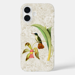 Vintage Hummingbird with Orchid iPhone 16 Case
