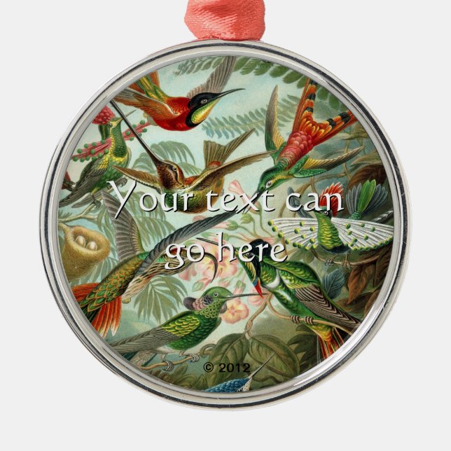 Vintage Hummingbirds Metal Ornament (Front)