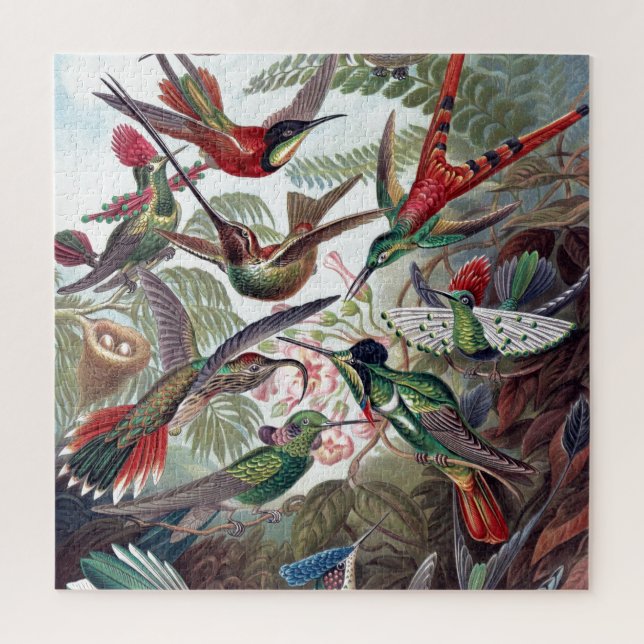 Vintage Hummingbirds Old Book Illustration Art Jigsaw Puzzle (Vertical)