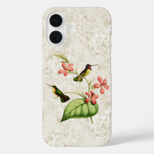 Vintage Hummingbirds Tropical Flowers iPhone 16 Case