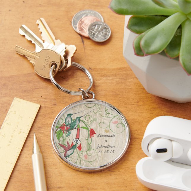 Vintage Hummingbirds Wedding Key Chain (Desk)