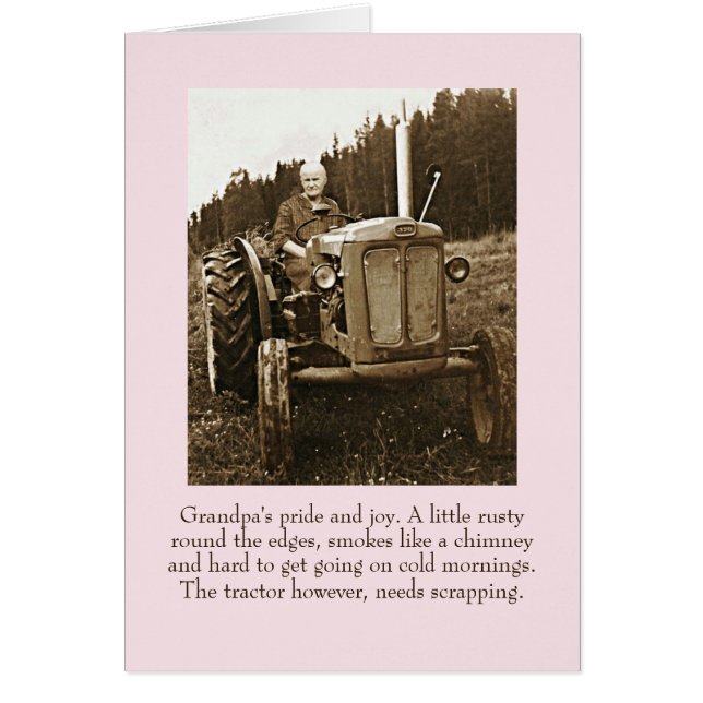 Vintage Humor Grandpa's tractor card (Front)