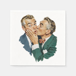 Vintage Humor Surprise Kiss Scene Napkin