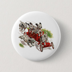 Vintage Humour Cute Dalmatian Puppy Dogs Fire Truc 2 Inch Round Button