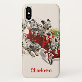 Vintage Humour Cute Dalmatian Puppy Dogs Fire Truc iPhone X Case