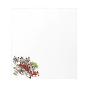 Vintage Humour Cute Dalmatian Puppy Dogs Fire Truc Notepad