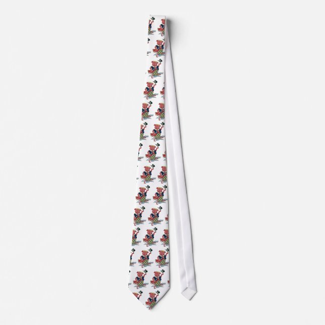 Vintage Humour, Cute Happy Dancing Pig Dances Tie (Front)