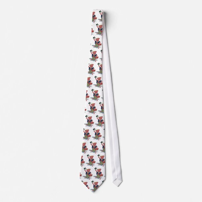 Vintage Humour, Cute Happy Dancing Pig Dances Tie (Front)