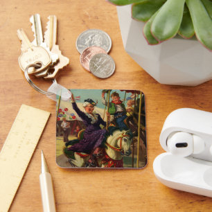 Vintage Humour, Grandma on a Merry-Go-Round Horse Keychain