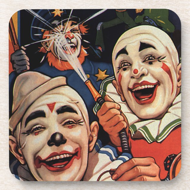Vintage Humour, Laughing Circus Clowns and Police Coaster (Front)