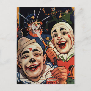 Vintage Humour, Laughing Circus Clowns and Police Postcard