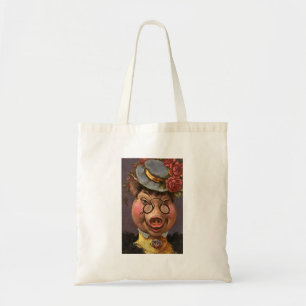 Vintage Humour, Silly and Funny Victorian Lady Pig Tote Bag