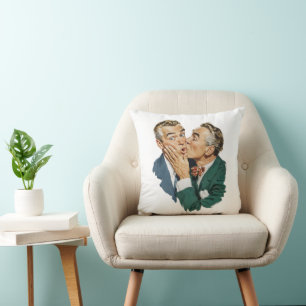 Vintage Humour Surprise Kiss Scene Throw Pillow