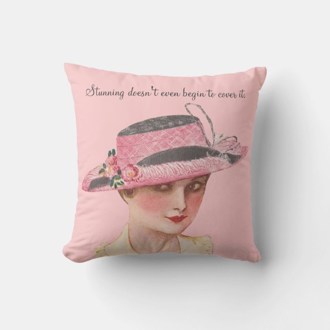 Vintage Humour Throw Pillow (Front)