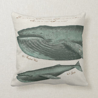 Vintage Humpback whale and calf Throw Pillow