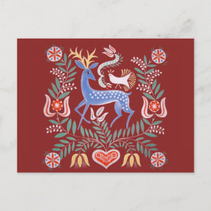 Vintage Hungarian Deer Motif Postcard