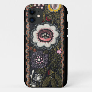 Vintage Hungarian Embroidery on Black iPhone 11 Case