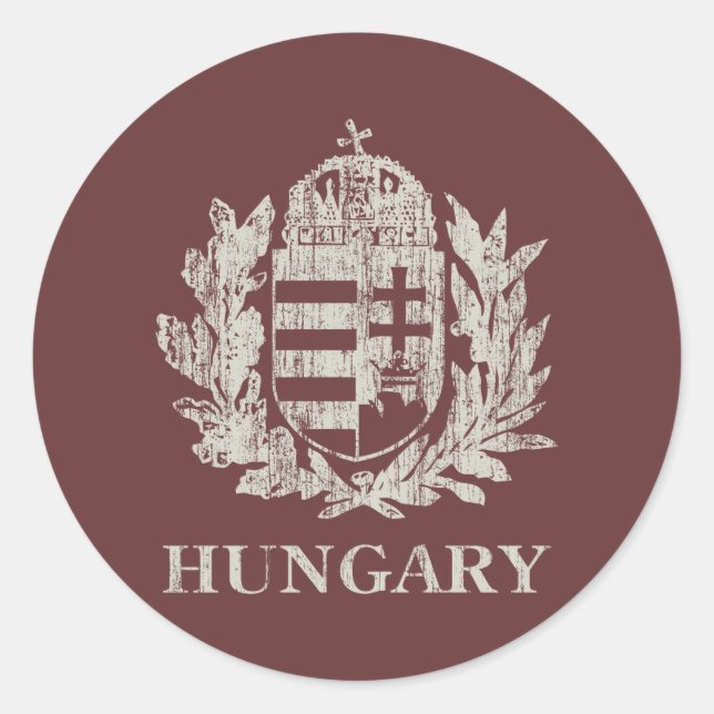 Vintage Hungary Coat Of Arms Classic Round Sticker (Front)
