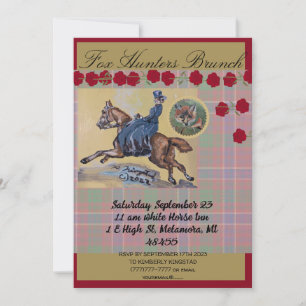 vintage hunt woman on horse galloping invitation